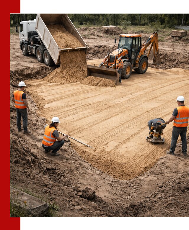 Устройство песчаной подушки для фундаментов и дорог в Жигулёвске